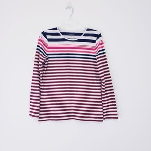 Croft & Barrow Striped Long Sleeve Pink Tan Blue Classic Tee Medium